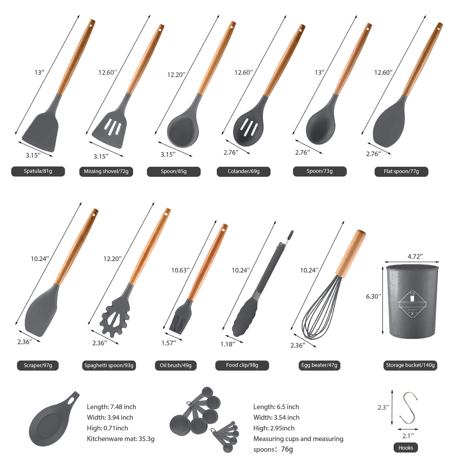 33Pcs Silicone Utensils Set