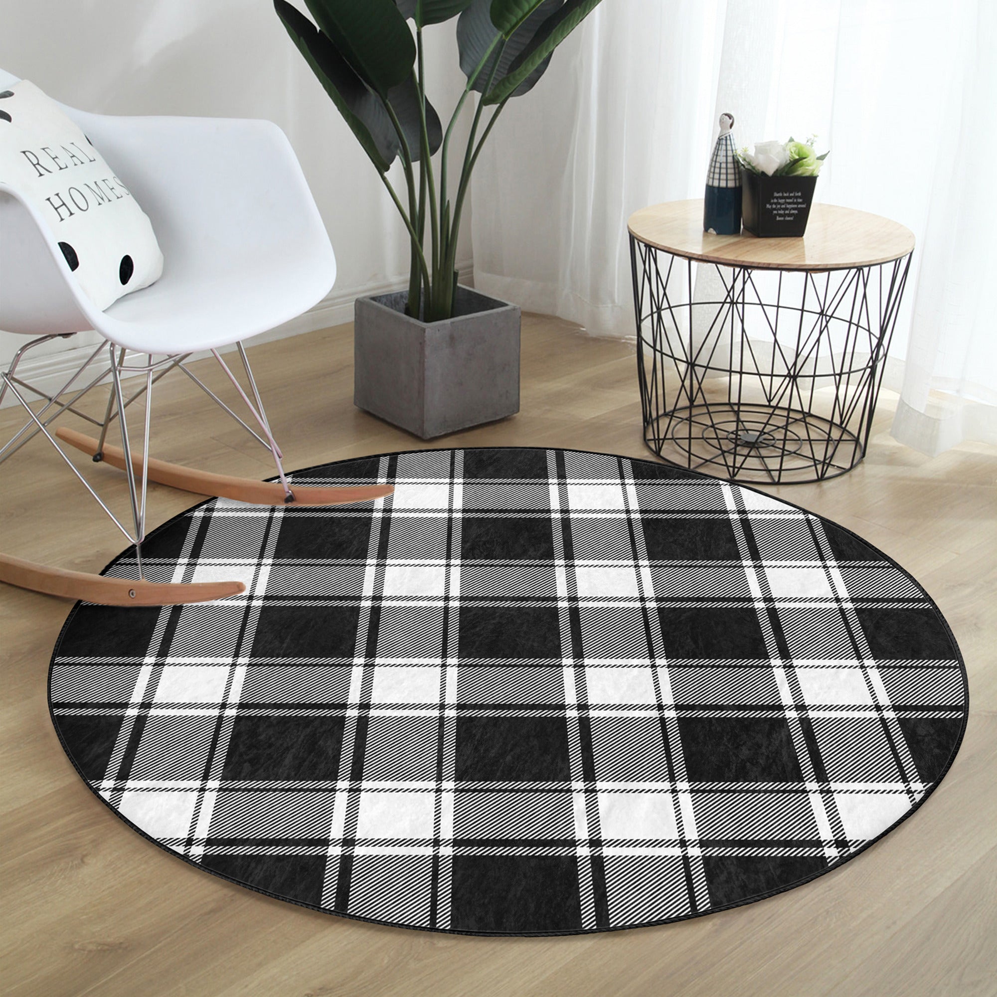 Black Plaid Rug