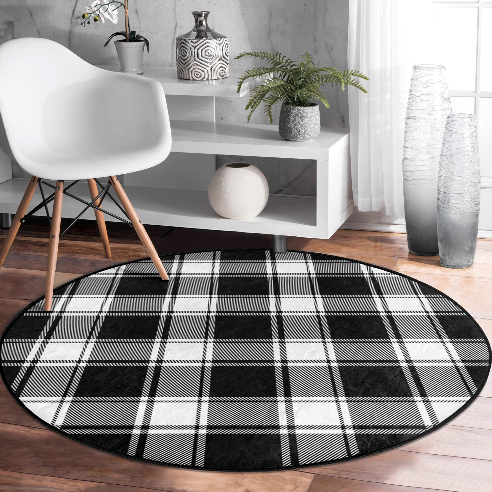 Black Plaid Rug