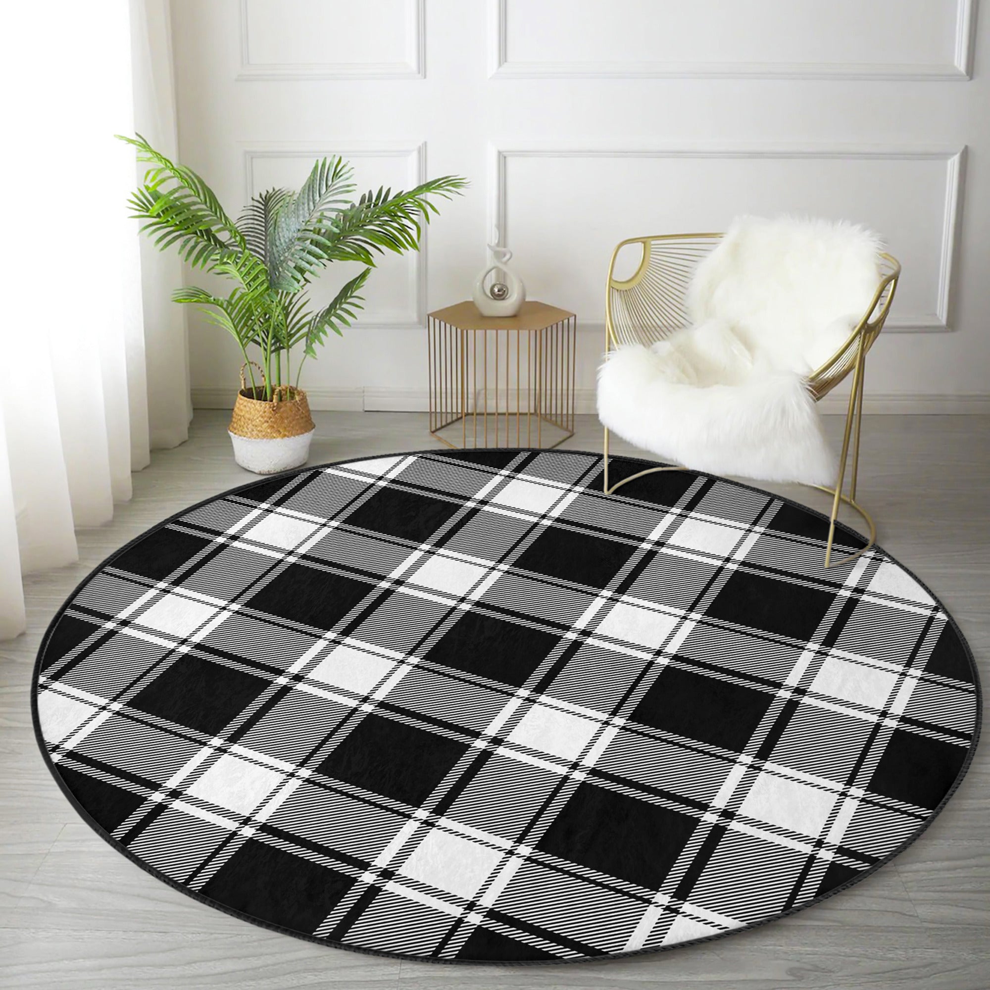 Black Plaid Rug