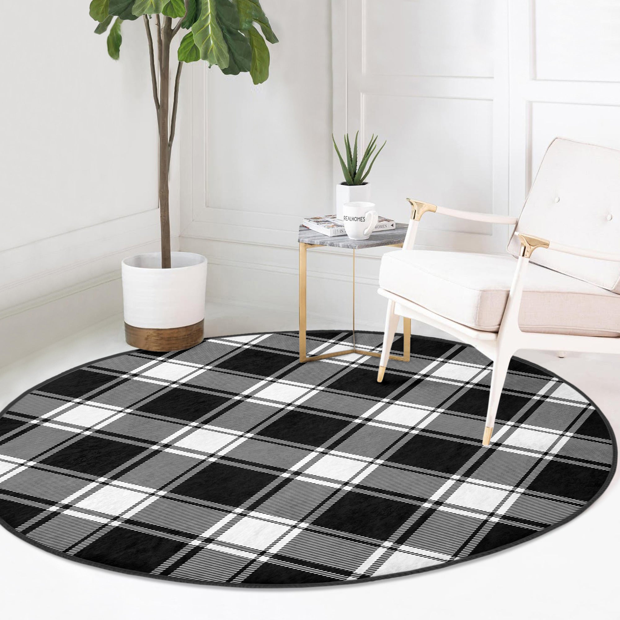 Black Plaid Rug