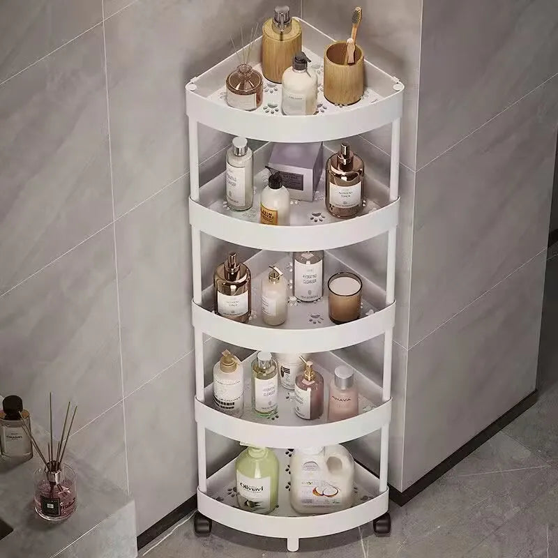 Movable bathroom triangle shelf