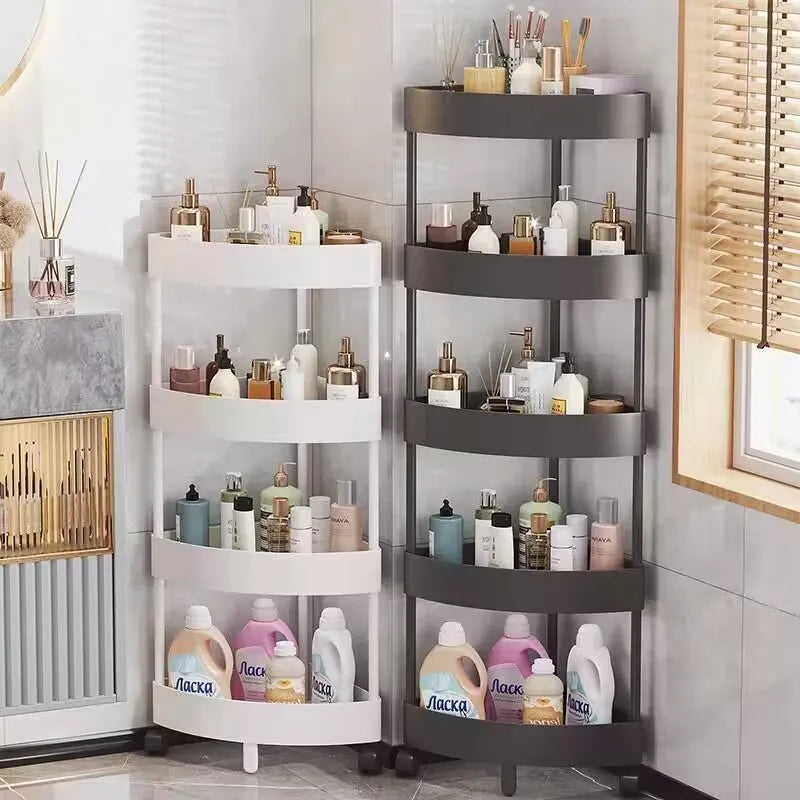 Movable bathroom triangle shelf