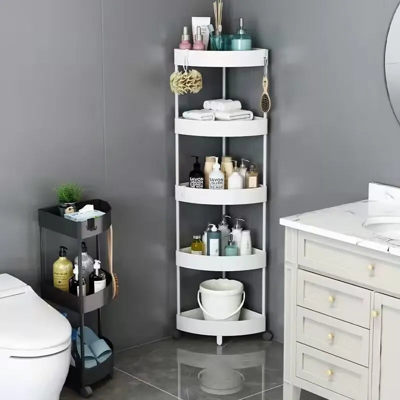 Movable bathroom triangle shelf