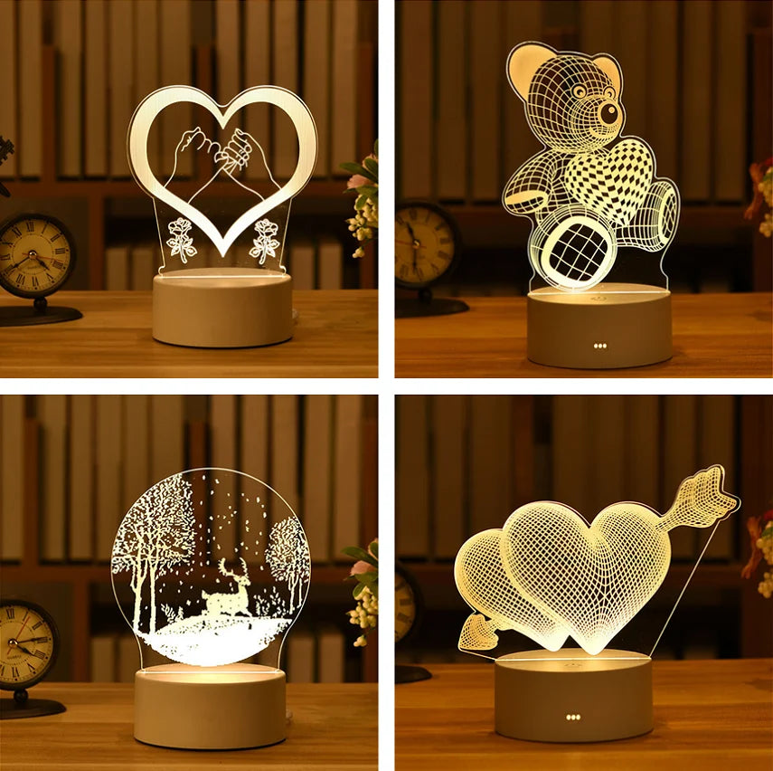 Acrylic Bear Love Lamp